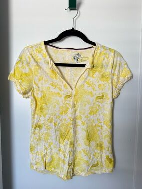 Pilcro Yellow and White Floral Short-Sleeve Tee